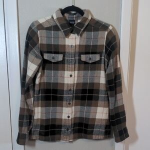 Patagonia Women's Fjord Flannel Shirt, Brown and Cream, Size 6